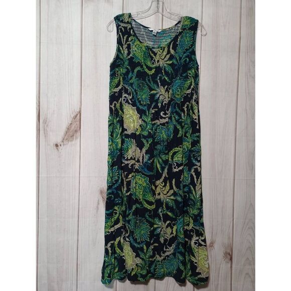 Croft and Barrow Dress Ladies Extra Large Navy Green Sleeveless Light Weight - Picture 1 of 8